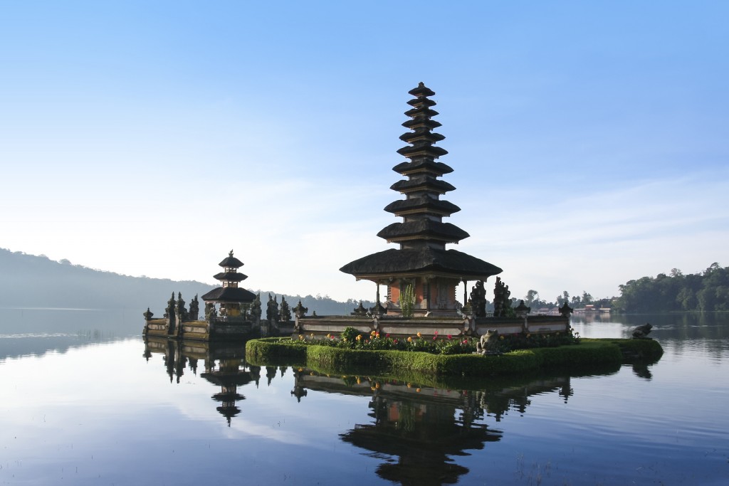 hindu temple Pura Ulun Danu on lake brataan in bedugal bali indonesia